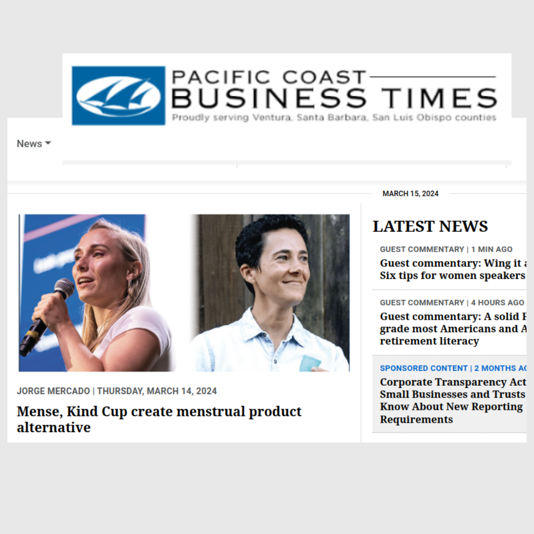 Kind Cup menstrual cup company honored to be featured in the Pacific Coast Business Times with founder Christine Brown